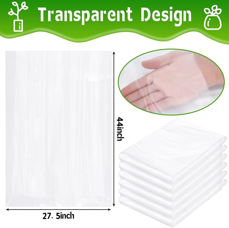 Perthlin 6 Pcs Winter Plant Covers Freeze Protection Small Plastic Clear Film Cover Shelter Bags Waterproof Frost Cloth for Outdoor Plants Greenhouse Garden Rain Frost Protection(27.6 x 43.3 Inch) - Image 2